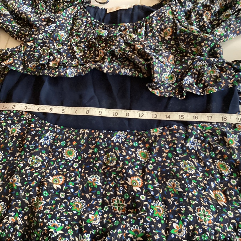 NEW Tory Burch 100% Silk 3-Tier Navy Soleil Ruffle Dress - Picture 8 of 13